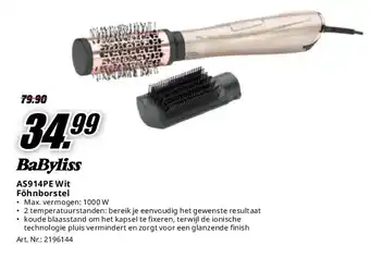 MediaMarkt BaByliss AS914PE Wit Föhnborstel aanbieding