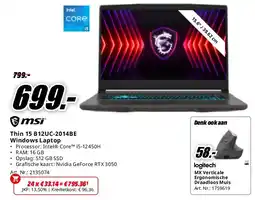 MediaMarkt msi Thin 15 B12UC-2014BE Windows Laptop aanbieding