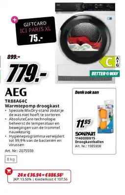 MediaMarkt Aeg TR88A64C Warmtepomp droogkast aanbieding