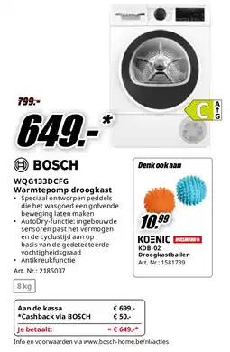 MediaMarkt Bosch WQG133DCFG Warmtepomp droogkast aanbieding