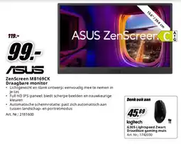 MediaMarkt Asus ZenScreen MB169CK Draagbare monitor aanbieding