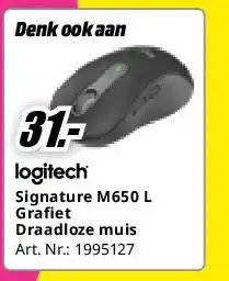 MediaMarkt logitech Signature M650 L Grafiet Draadloze muis aanbieding