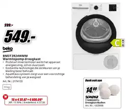 MediaMarkt Beko BM3T3924WMM Warmtepomp droogkast aanbieding