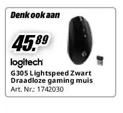 MediaMarkt logitech G305 Lightspeed Zwart Draadloze gaming muis aanbieding