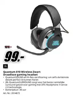 MediaMarkt JBL Quantum 810 Wireless Zwart Draadloze gaming headset aanbieding