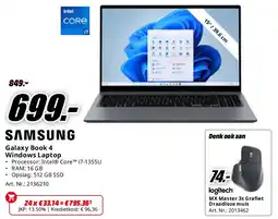 MediaMarkt Samsung Galaxy Book 4 Windows Laptop aanbieding