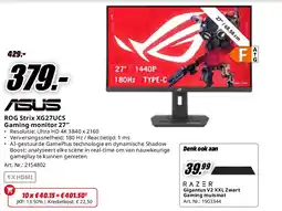 MediaMarkt Asus ROG Strix XG27UCS Gaming monitor 27” aanbieding