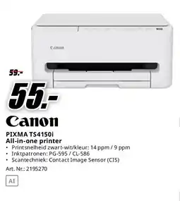 MediaMarkt Canon PIXMA TS4150i All-in-one printer aanbieding