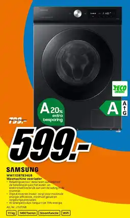 MediaMarkt Samsung WW11DB7B34GB Wasmachine voorlader aanbieding
