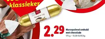 Marsepeinrol omhuld met chocolade