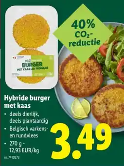 Lidl Hybride burger met kaas aanbieding