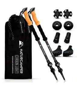 Decathlon Naturcamper Carbon Light telescopische carbonstokken voor trekking en wandelen aanbieding