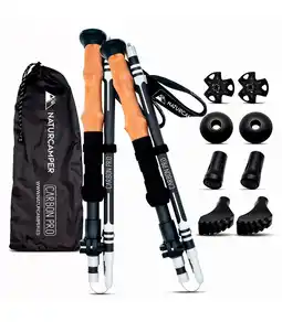 Decathlon Naturcamper Carbon Pro opvouwbare carbon trekking- en wandelstokken aanbieding