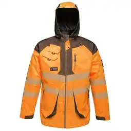 Decathlon Heren HiVis Reflecterende Waterdichte Jas (Oranje/Grijs) aanbieding