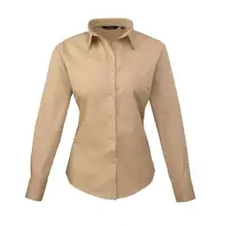 Decathlon Dames Popeline Blouse met Lange Mouwen (Khaki) aanbieding