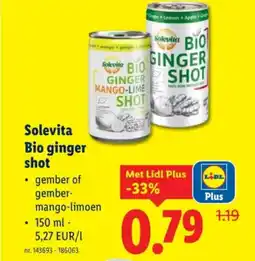 Lidl Solevita bio ginger shot aanbieding