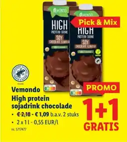 Lidl Vemondo high protein sojadrink chocolade aanbieding