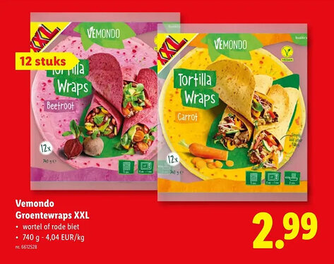 Lidl Vemondo Groentewraps XXL aanbieding