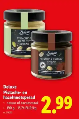 Lidl Deluxe Pistache en hazelnootspread aanbieding