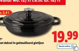 Lidl SILVERCREST Serveerpan met deksel in geëmailleerd gietijzer aanbieding