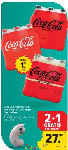 Carrefour Coca-Cola Regular, Light, Zero Sugar en Zero Sugar Zero Ca eine aanbieding