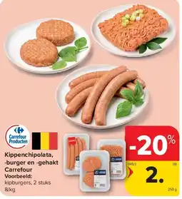 Carrefour Kippenchipolata, -burger en -gehakt Carrefour aanbieding