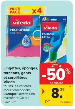 Carrefour Lingettes, éponges, torchons, gants et serpillières Vileda aanbieding