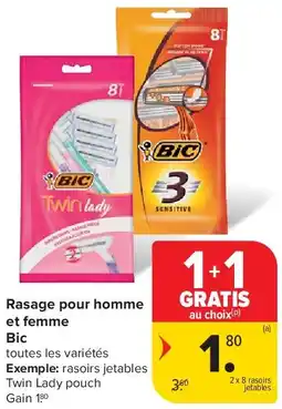 Carrefour Rasage pour homme et femme Bic aanbieding