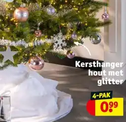 Kruidvat Kersthanger hout met glitter aanbieding