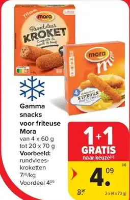 Carrefour Gamma snacks voor friteuse Mora aanbieding