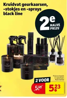 Kruidvat Kruidvat geurkaarsen, -stokjes en -sprays black line aanbieding