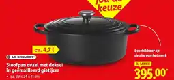 Lidl Stoofpan ovaal met deksel in geëmailleerd gietijzer aanbieding