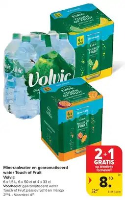 Carrefour Mineraalwater en gearomatiseerd water Touch of Fruit Volvic aanbieding