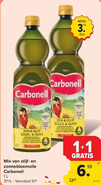 Carrefour Mix van olijf- en zonnebloemolie Carbonell aanbieding