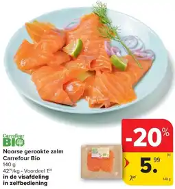 Carrefour Noorse gerookte zalm Carrefour Bio aanbieding