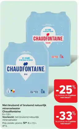 Carrefour Niet-bruisend of bruisend natuurlijk mineraalwater Chaudfontaine aanbieding