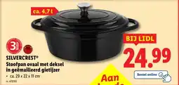 Lidl Silvercrest Stoofpan ovaal met deksel in geëmailleerd gietijzer aanbieding