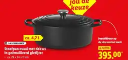 Lidl Le Creuset Stoofpan ovaal met deksel in geëmailleerd gietijzer aanbieding