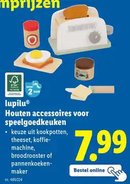 Lidl Lupilu Houten accessoires voor speelgoedkeuken aanbieding