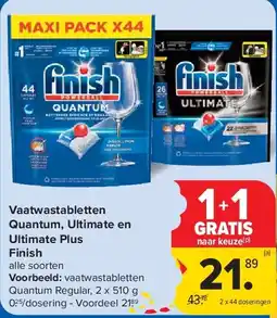 Carrefour Vaatwastabletten Quantum, Ultimate en Ultimate Plus Finish aanbieding