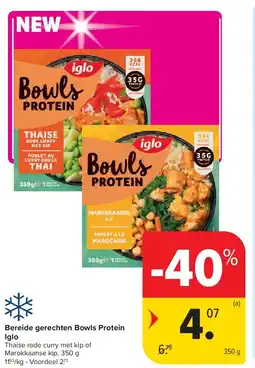 Carrefour Bereide gerechten Bowls Protein Iglo aanbieding