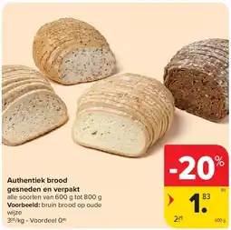 Carrefour Authentiek brood gesneden en verpakt aanbieding