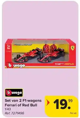 Carrefour Set van 2 F1-wagens Ferrari of Red Bull aanbieding