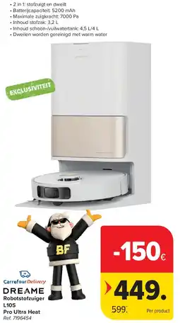 Carrefour Robotstofzuiger L10S Pro Ultra Heat aanbieding