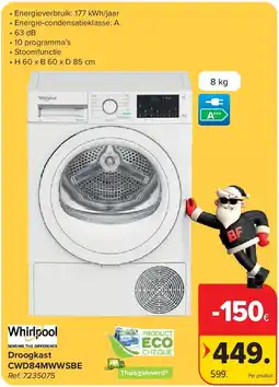 Carrefour Droogkast CWD84MWWSBE aanbieding