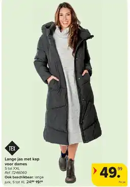 Carrefour Lange jas met kap voor dames aanbieding