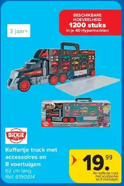 Carrefour Koffertje truck met accessoires en 8 voertuigen aanbieding