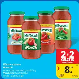 Carrefour Warme sauzen Miracoli aanbieding
