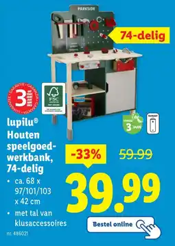 Lidl Lupilu Houten Speelgoedwerkbank aanbieding