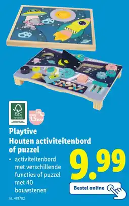 Lidl Playtive Houten Activiteitenbord of Puzzel aanbieding